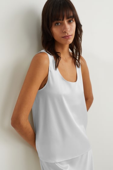 Femmes - Top en satin - blanc crème
