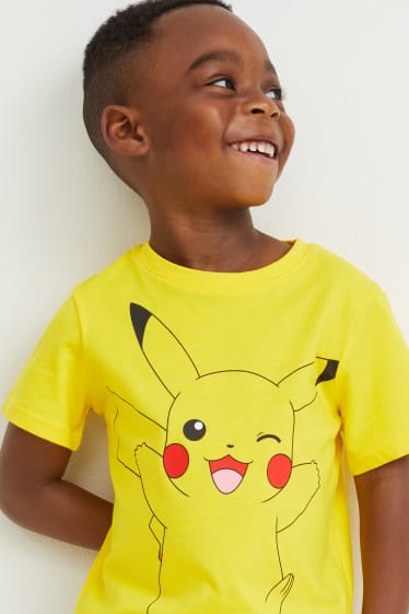 Children - Multipack of 5 - Pokémon - 2 short sleeve T-shirts and 3 tops - yellow