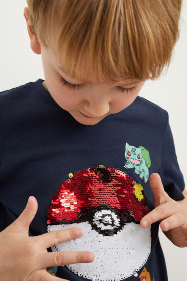 Bambini - Pokémon - maglia a maniche corte - effetto brillante - blu scuro
