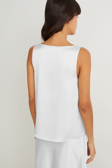 Femmes - Top en satin - blanc crème