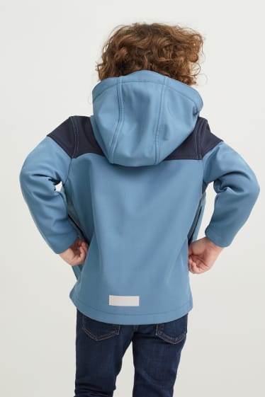 Enfants garçons - Veste softshell à capuche - bleu