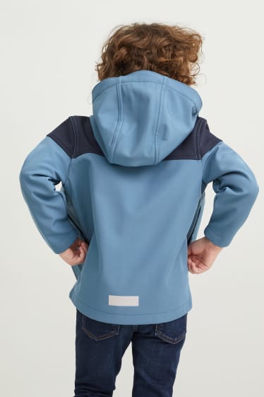 Kinder - Softshelljacke mit Kapuze - wasserdicht - blau