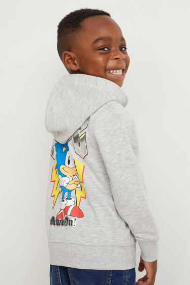 Enfants garçons - Sonic - sweat zippé à capuche - gris clair chiné