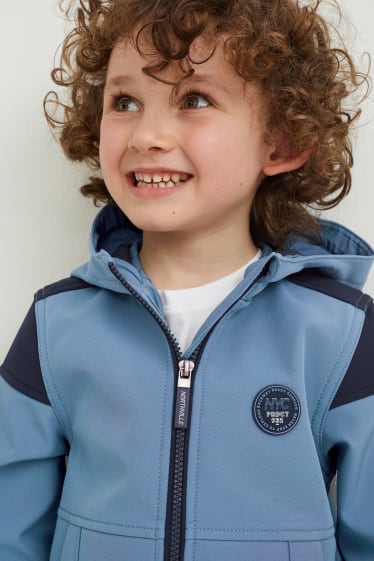 Enfants garçons - Veste softshell à capuche - bleu