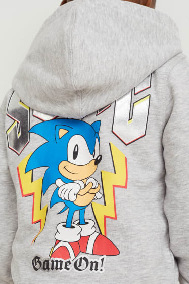 Enfants - Sonic - sweat zippé à capuche - gris clair chiné