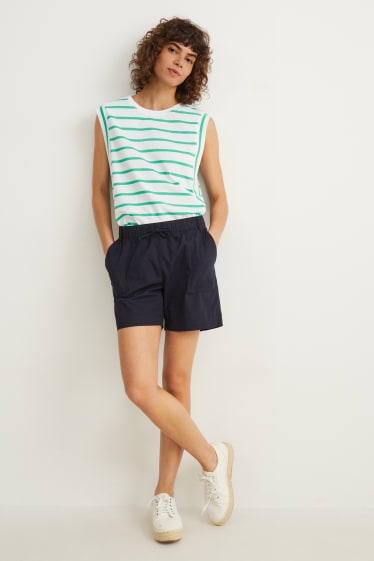 Donna - Shorts - vita alta - blu scuro