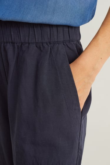 Dames - Pantalon - high waist - tapered fit - donkerblauw