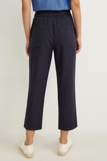 Dames - Pantalon - high waist - tapered fit - donkerblauw
