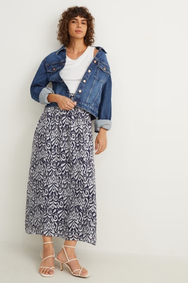 Women - Skirt - dark blue / creme white