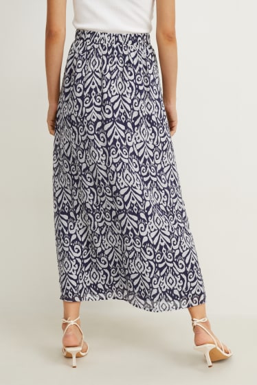 Women - Skirt - dark blue / creme white