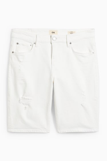 Uomo - Shorts di jeans - bianco