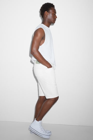 Uomo - Shorts di jeans - bianco