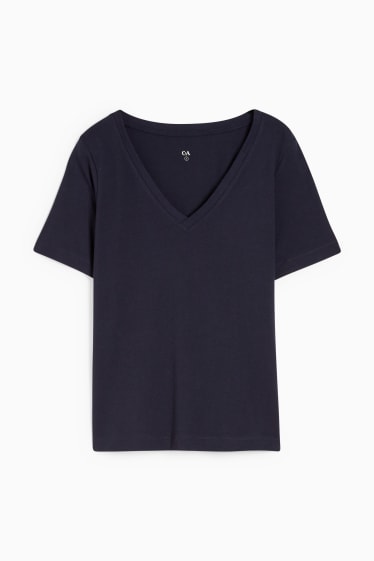 Dames - Basic T-shirt - donkerblauw