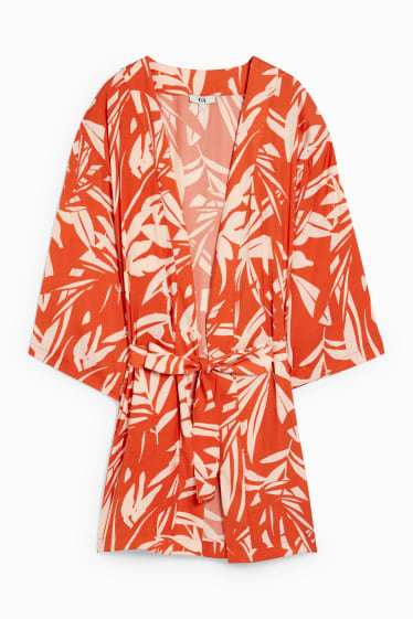 Femmes - Robe de chambre - à motif - orange foncé