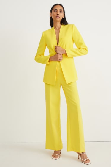 Femmes - Pantalon de toile - high waist - wide leg - jaune