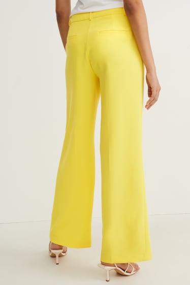 Femmes - Pantalon de toile - high waist - wide leg - jaune