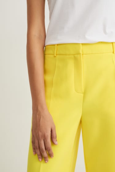 Femmes - Pantalon de toile - high waist - wide leg - jaune