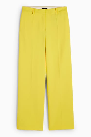 Femmes - Pantalon de toile - high waist - wide leg - jaune