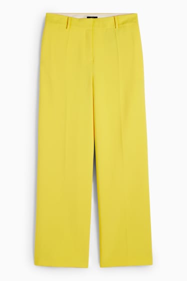 Dames - Pantalon - high waist - wide leg - geel