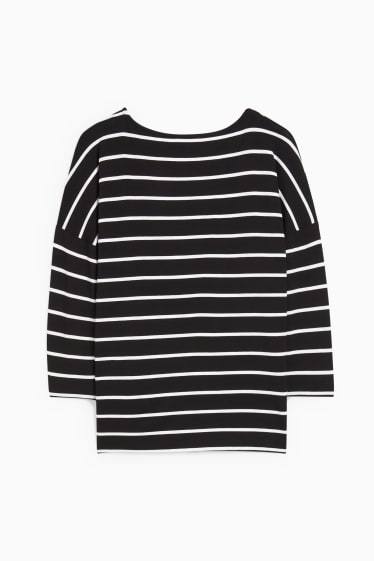 Damen - Langarmshirt - gestreift - schwarz