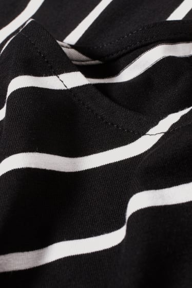 Damen - Langarmshirt - gestreift - schwarz