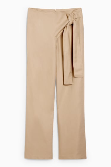Mujer - Pantalón de tela - high waist - wide leg - beige claro