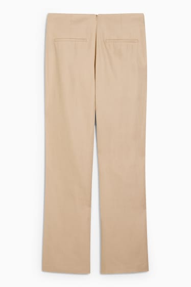 Women - Cloth trousers - high waist - wide leg - light beige