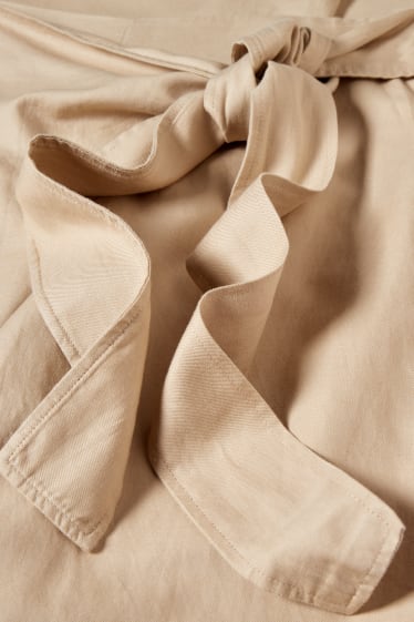 Women - Cloth trousers - high waist - wide leg - light beige