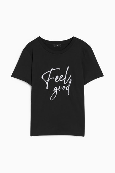 Donna - T-shirt con catenella applicata - nero