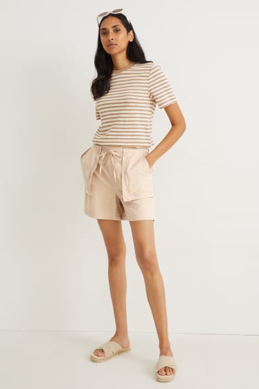 Donna - Shorts - vita alta - beige chiaro
