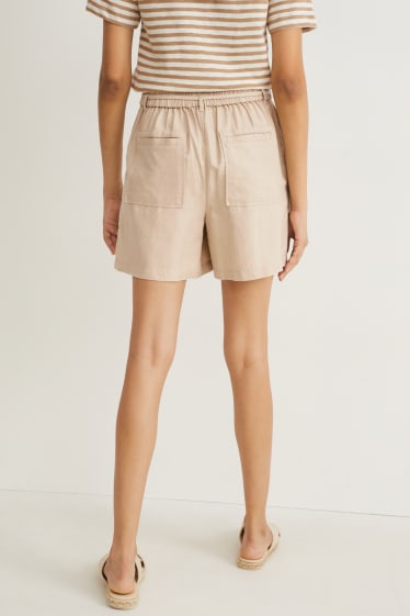 Dona - Pantalons curts - high waist - beix clar