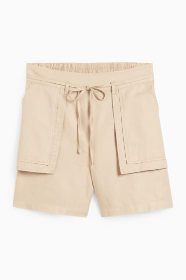 Damen - Shorts - High Waist - hellbeige