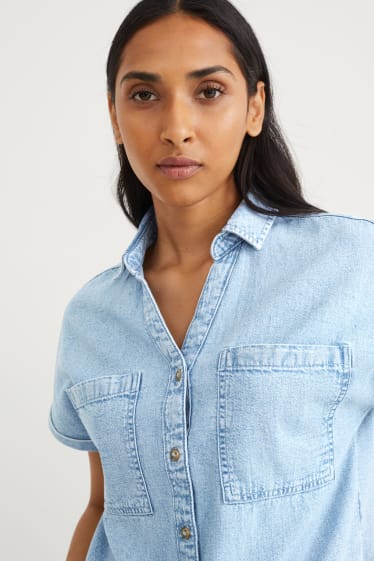 Damen - Jeansbluse - helljeansblau