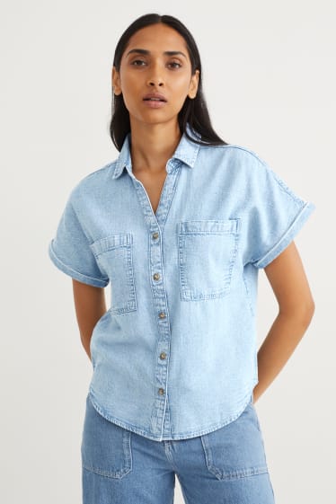 Damen - Jeansbluse - helljeansblau