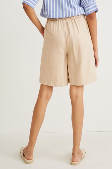 Dames - Bermuda - high waist - licht beige