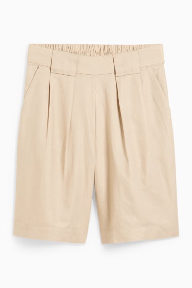 Dames - Bermuda - high waist - licht beige