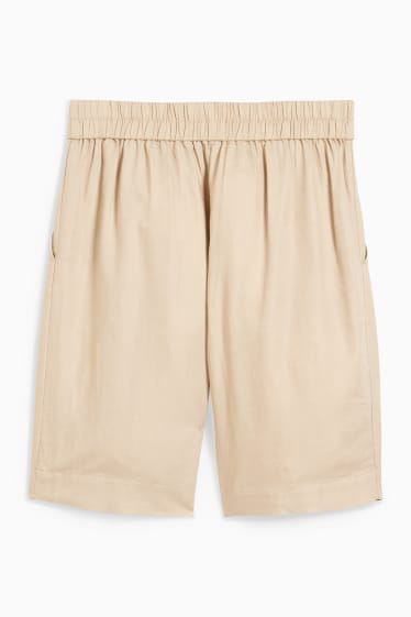 Women - Bermuda shorts - high waist - light beige