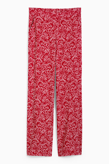 Dona - Pantalons de tela - mid waist - wide leg - estampats - vermell