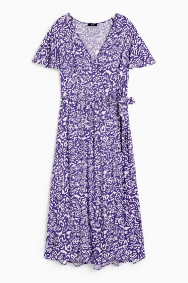 Mujer - Vestido cruzado - estampado - violeta