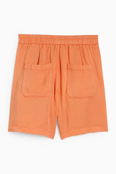 Women - Bermuda shorts - high waist - orange