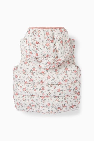 Nena - Armilla embuatada amb caputxa - de flors - blanc