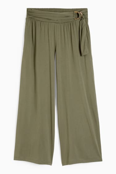 Femmes - Pantalon en jersey - wide leg - vert foncé