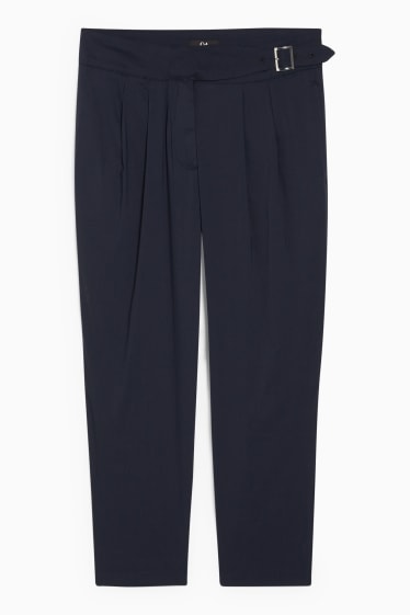 Dona - Pantalons de tela - high waist - tapered fit - blau fosc