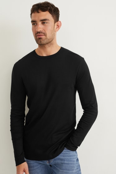 Mężczyźni - Koszulka z długim rękawem - czarny