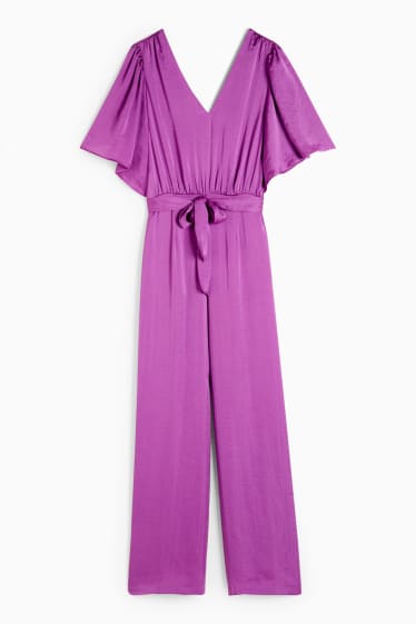 Dames - Jumpsuit van satijn - paars