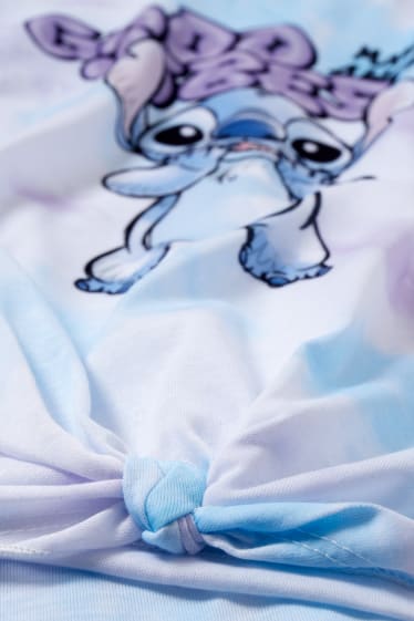 Kinder - Lilo & Stitch - Kurzarmshirt mit Knotendetail - gemustert - weiß