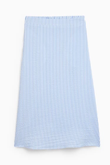 Women - Skirt - striped - white / light blue