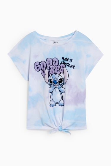 Niños - Lilo & Stitch - camiseta de manga corta con nudo - estampada - blanco