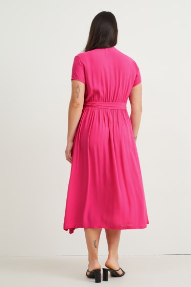 Mujer - Vestido cruzado - fucsia