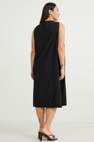Damen - Plissee-Kleid - schwarz